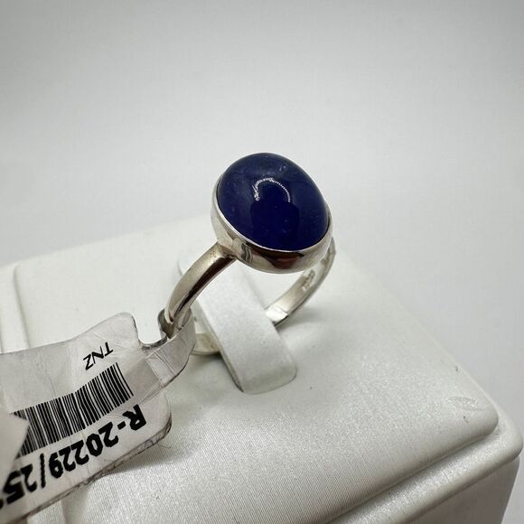 NWT 9x11mm oval cut Tanzanite cabochon solitaire ring in sterling silver! - Picture 10 of 11